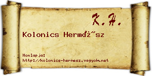 Kolonics Hermész névjegykártya